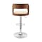 Armen Living Paulo Adjustable Swivel Cream Faux Leather and Walnut Wood Bar Stool with Chrome Base LCPQBAWACR - alternate 2